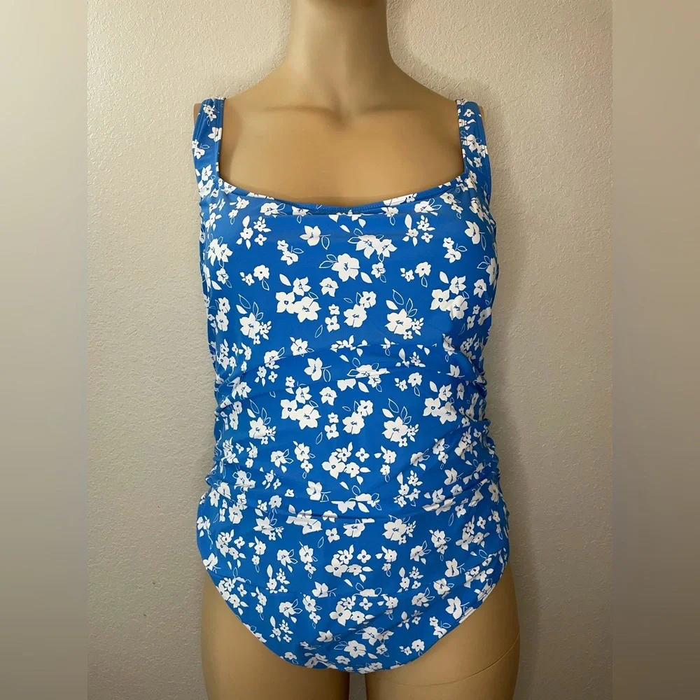 Anne Cole Square Neck Front Shirred One Piece NWT Size 22W - Picture 8 of 13